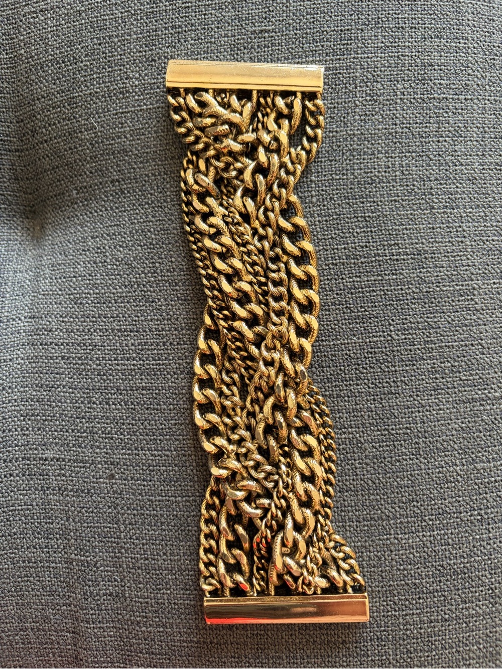 Chunky braided gold chain bracelet
